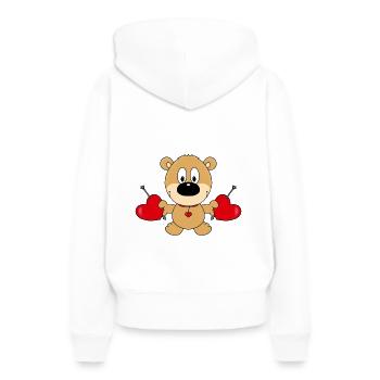 TEDDY - TEDDYBÄR - BÄR - LIEBE - LOVE - Frauen Premium Bio Hoodie - Weiß - Hinten - Julia (174cm)
