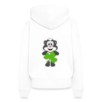 STINKTIER - SKUNK - KLEEBLATT - SHAMROCK - Frauen Premium Bio Hoodie - Weiß - Hinten - Julia (174cm)