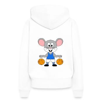 BASKETBALL - MAUS - SPORT - TIER - KIND - BABY - Frauen Premium Bio Hoodie - Weiß - Hinten - Julia (174cm)