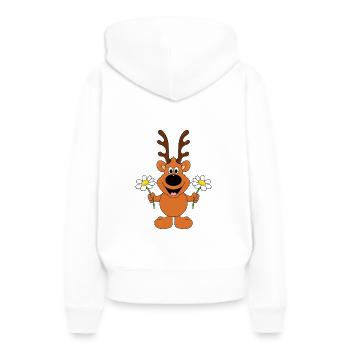 REH - BLUMEN - TIER - KINDER - BABY - LIEBE - Frauen Premium Bio Hoodie - Weiß - Hinten - Julia (174cm)