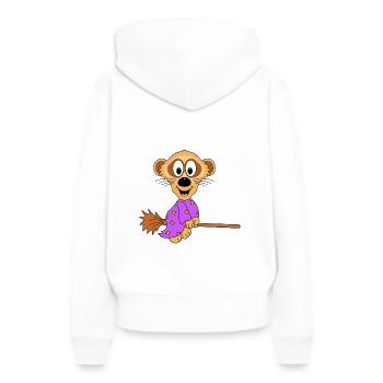 ERDMÄNNCHEN - HEXE - HEXENBESEN - TIERISCH - Frauen Premium Bio Hoodie - Weiß - Hinten - Julia (174cm)