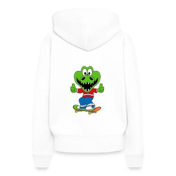 KROKODIL - SAKTEBOARD - FUNSPORT - TIERISCH - Frauen Premium Bio Hoodie - Weiß - Hinten - Julia (174cm)