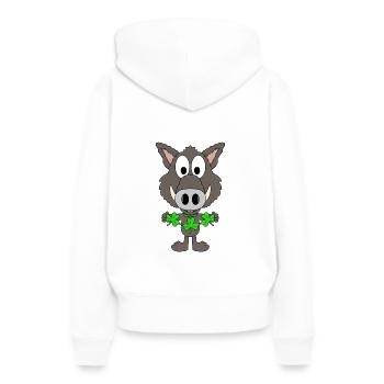WILDSCHWEIN - KLEEBLÄTTER - TIER - TIERISCH - Frauen Premium Bio Hoodie - Weiß - Hinten - Julia (174cm)