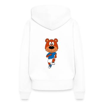 TEDDY - BÄR - TEDDYBÄR - LAUFEN - JOGGEN - SPORT - Frauen Premium Bio Hoodie - Weiß - Hinten - Julia (174cm)