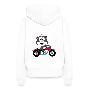 STINKTIER - MOTORRAD - BIKER - TIER - TIERISCH - Frauen Premium Bio Hoodie - Weiß - Hinten - Julia (174cm)
