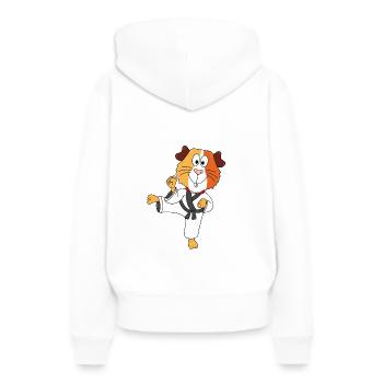 SELBSTVERTEIDIGUNG - KARATE - MEERSCHWEINCHEN - Frauen Premium Bio Hoodie - Weiß - Hinten - Julia (174cm)