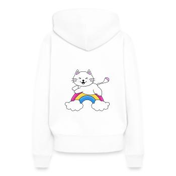 KATZE - REGENBOGEN - TIER - KIND - BABY - FUN - Frauen Premium Bio Hoodie - Weiß - Hinten - Julia (174cm)