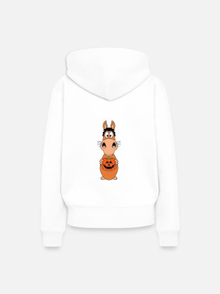 PFERD - KÜRBIS - HALLOWEEN - PONY - TIER - FUN - Frauen Premium Bio Hoodie - Weiß