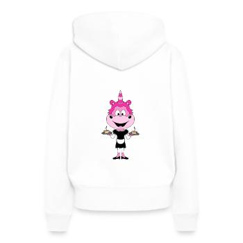 EINHORN - KELLNERIN - GASTRONOMIE - KAFFEE - TEE - Frauen Premium Bio Hoodie - Weiß - Hinten - Julia (174cm)