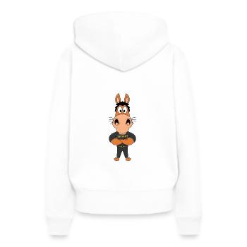 PFERD - PONY - SECURITY - BODYGUARD - TÜRSTEHER - Frauen Premium Bio Hoodie - Weiß - Hinten - Julia (174cm)