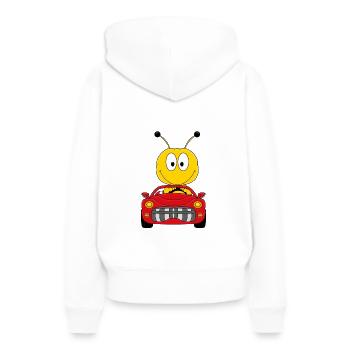 AUTO - BIENE - CABRIO - TIERISCH - AUTOMOBIL - Frauen Premium Bio Hoodie - Weiß - Hinten - Julia (174cm)
