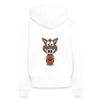 HALLOWEEN - KÜRBIS - WILDSCHWEIN - TIER - KIND - Frauen Premium Bio Hoodie - Weiß - Hinten - Julia (174cm)