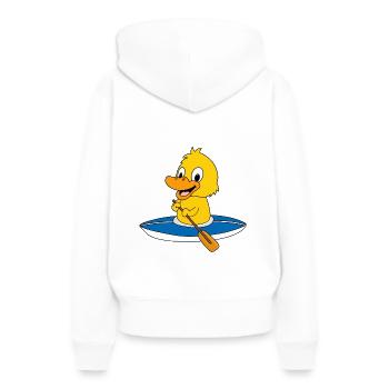 ENTE - KÜKEN - KAJAK - KANU - TIER - KIND - BABY - Frauen Premium Bio Hoodie - Weiß - Hinten - Julia (174cm)