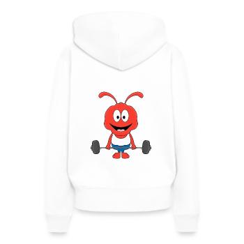 AMEISE - FIT - FITNESS - STARK - BODYBUILDING - Frauen Premium Bio Hoodie - Weiß - Hinten - Julia (174cm)