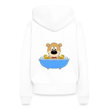 BADEWANNE - TEDDY - BÄR - TEDDYBÄR - Frauen Premium Bio Hoodie - Weiß - Hinten - Julia (174cm)