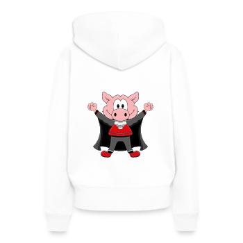 SCHWEIN - DRACULA - VAMPIR - HALLOWEEN - Frauen Premium Bio Hoodie - Weiß - Hinten - Julia (174cm)