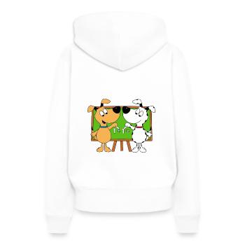 HUNDE - SCHULE - SCHÜLER - MATHE - RECHNEN - Frauen Premium Bio Hoodie - Weiß - Hinten - Julia (174cm)