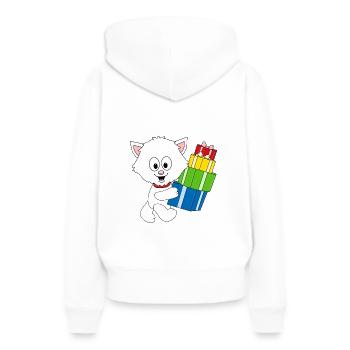 KATZE - GESCHENKE - WEIHNACHTEN - TIER - TIERISCH - Frauen Premium Bio Hoodie - Weiß - Hinten - Julia (174cm)