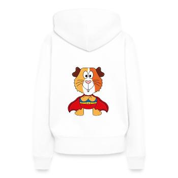 SUPERHELD - MEERSCHWEINCHEN - TIER - TIERISCH - Frauen Premium Bio Hoodie - Weiß - Hinten - Julia (174cm)