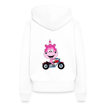 EINHORN - MOTORRAD - BIKER - MOTORSPORT - Frauen Premium Bio Hoodie - Weiß - Hinten - Julia (174cm)