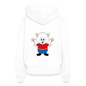 KATZE - WUNDERKERZEN - SILVESTER - NEUJAHR - TIER - Frauen Premium Bio Hoodie - Weiß - Hinten - Julia (174cm)