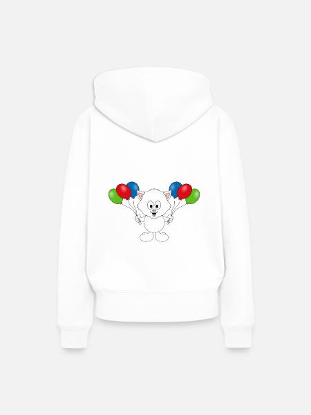 KATZE - LUFTBALLONS - TIER - KIND - BABY - Frauen Premium Bio Hoodie - Weiß