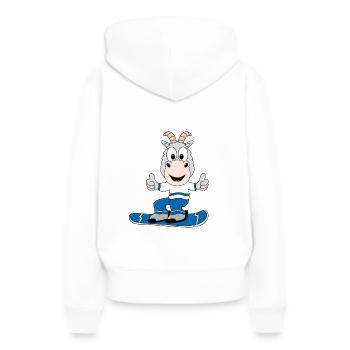 SNOWBOARD - ZIEGE - WINTERSPORT - TIER - KIND - Frauen Premium Bio Hoodie - Weiß - Hinten - Julia (174cm)