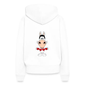 PFERD - PONY - HERZEN - LIEBE - TIER - VERLIEBT - Frauen Premium Bio Hoodie - Weiß - Hinten - Julia (174cm)