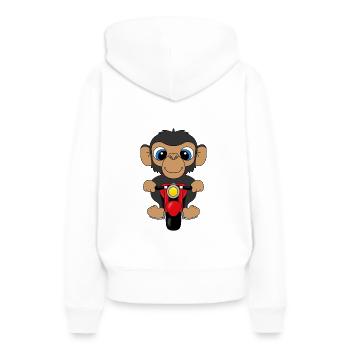 MOTORRAD - AFFE - TIER - TIERISCH - Frauen Premium Bio Hoodie - Weiß - Hinten - Julia (174cm)