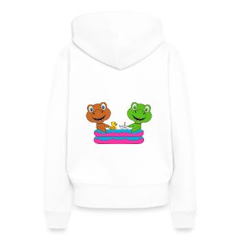 DINOSAURIER - DINOS - PLANSCHBECKEN - POOL - Frauen Premium Bio Hoodie - Weiß - Hinten - Julia (174cm)