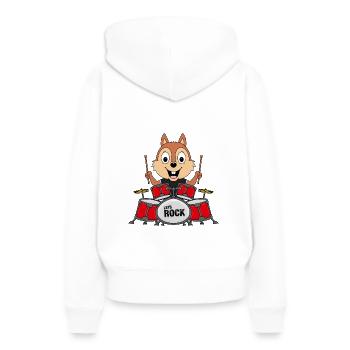 SCHLAGZEUGER - MUSIKER - EICHHÖRNCHEN - TIERISCH - Frauen Premium Bio Hoodie - Weiß - Hinten - Julia (174cm)