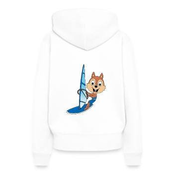 EICHHÖRNCHEN - WINDSURFER - SURFER - WASSERSPORT - Frauen Premium Bio Hoodie - Weiß - Hinten - Julia (174cm)