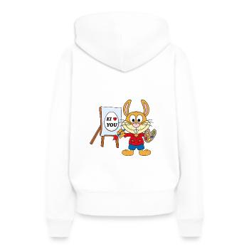 OSTERHASE - MALER - KÜNSTLER - EI LOVE YOU - Frauen Premium Bio Hoodie - Weiß - Hinten - Julia (174cm)