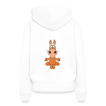 PERD - PONY - YOGA - PILATES - TIER - TIERISCH - Frauen Premium Bio Hoodie - Weiß - Hinten - Julia (174cm)