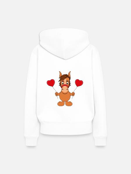 LUFTBALLONS - HERZCHEN - LIEBE - PFERD - PONY - Frauen Premium Bio Hoodie - Weiß