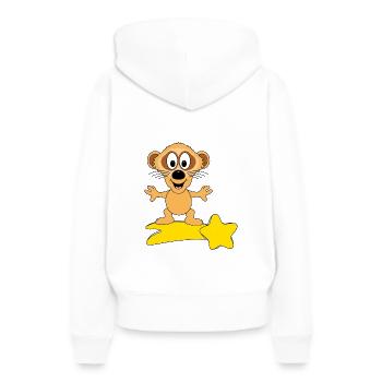 ERDMÄNNCHEN - STERNSCHNUPPE - SURFER - TIER - Frauen Premium Bio Hoodie - Weiß - Hinten - Julia (174cm)
