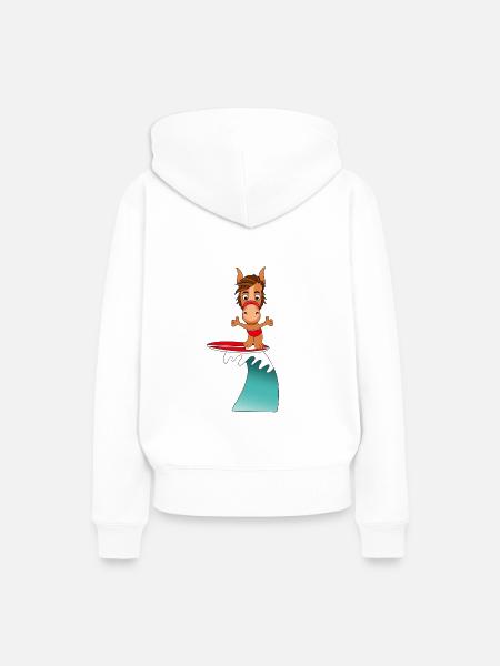WELLENREITER - PFERD - Frauen Premium Bio Hoodie - Weiß