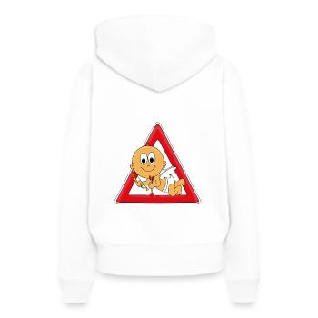 ACHTUNG AMOR - LIEBESGOTT - ENGEL - CUPIDO - BABY - Frauen Premium Bio Hoodie - Weiß - Hinten - Julia (174cm)
