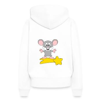 STERNSCHNUPPE - MAUS - Frauen Premium Bio Hoodie - Weiß - Hinten - Julia (174cm)