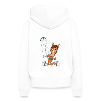 PFERD - PONY - KITESURFER - KITE - KITEN - KITEN - Frauen Premium Bio Hoodie - Weiß - Hinten - Julia (174cm)