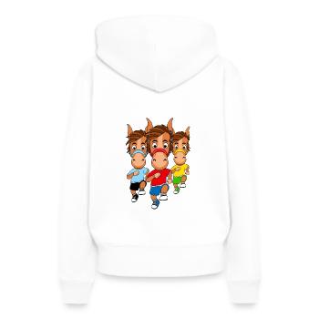 PFERDE - PFERDERENNEN - RENNPFERDE - PFERDESPORT - Frauen Premium Bio Hoodie - Weiß - Hinten - Julia (174cm)