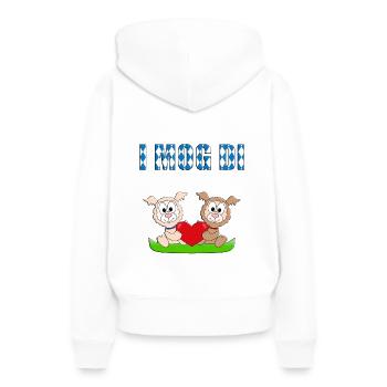 I MOG DI - LAMA - ALPAKA - HERZ - LIEBE - TIERE - Frauen Premium Bio Hoodie - Weiß - Hinten - Julia (174cm)
