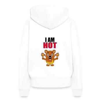 BÄR - TEDDY - TEDDYBÄR - FEUER - I AM HOT - Frauen Premium Bio Hoodie - Weiß - Hinten - Julia (174cm)