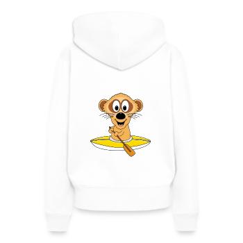 KAJAK - KANU - WASSERSPORT - SPORT - ERDMÄNNCHEN - Frauen Premium Bio Hoodie - Weiß - Hinten - Julia (174cm)