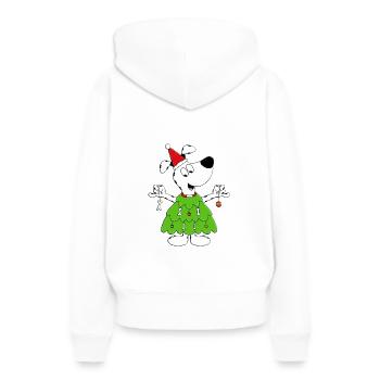 HUND - WEIHNACHTSBAUM - WEIHNACHTEN - TIERISCH - Frauen Premium Bio Hoodie - Weiß - Hinten - Julia (174cm)