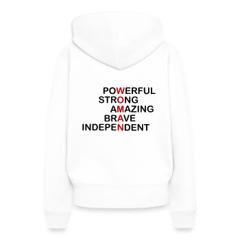 Starke Frauen - Frauenpower Eigenschaften - Frauen Premium Bio Hoodie - Weiß - Hinten - Julia (174cm)