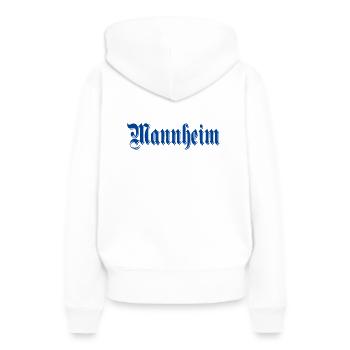 Mannheim Monnem Waldhof Ultras Hooligan MA - Sweat à capuche Premium bio Femme - blanc - Dos - Julia (174cm)