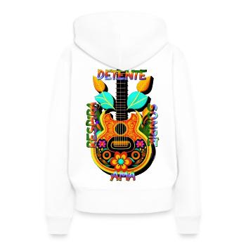 Arrêtez-vous, respirez, souriez, Aimez - Sweat à capuche Premium bio Femme - blanc - Dos - Julia (174cm)