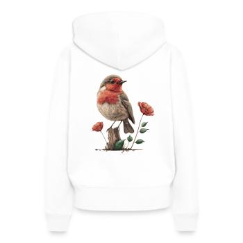 Rouge-gorge - Sweat à capuche Premium bio Femme - blanc - Dos - Julia (174cm)