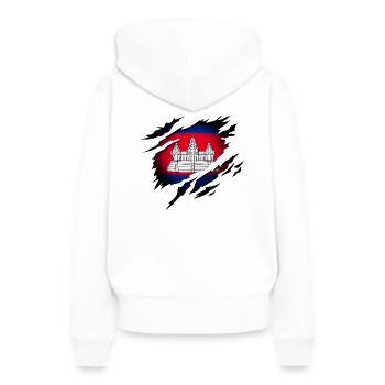 Le Cambodge dans l’âme - Sweat à capuche Premium bio Femme - blanc - Dos - Julia (174cm)
